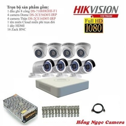 Trọn bộ 8 Camera Hikvision 2.0 Megapixel DS-2CE56D0T-IRP Giá rẻ