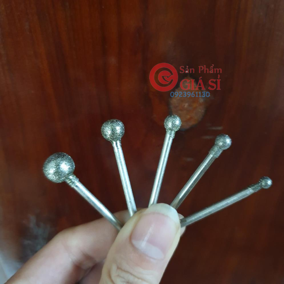 Bộ 5 mũi mài kim cương hình tron chân cốt 3ly ❤️freeship❤️