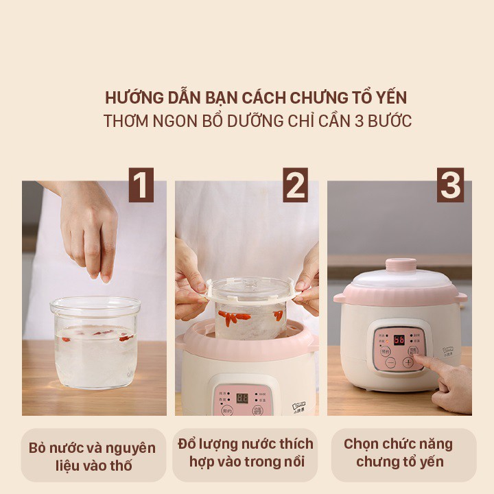 Nồi Nấu Cháo Chậm, Nồi Đa Năng, Nồi Hầm Chậm, Ninh Hầm, Tiềm, Nấu Cháo Cách Thủy - Lotor 0.8 Lít D08 - BẢO HÀNH 12 THÁNG