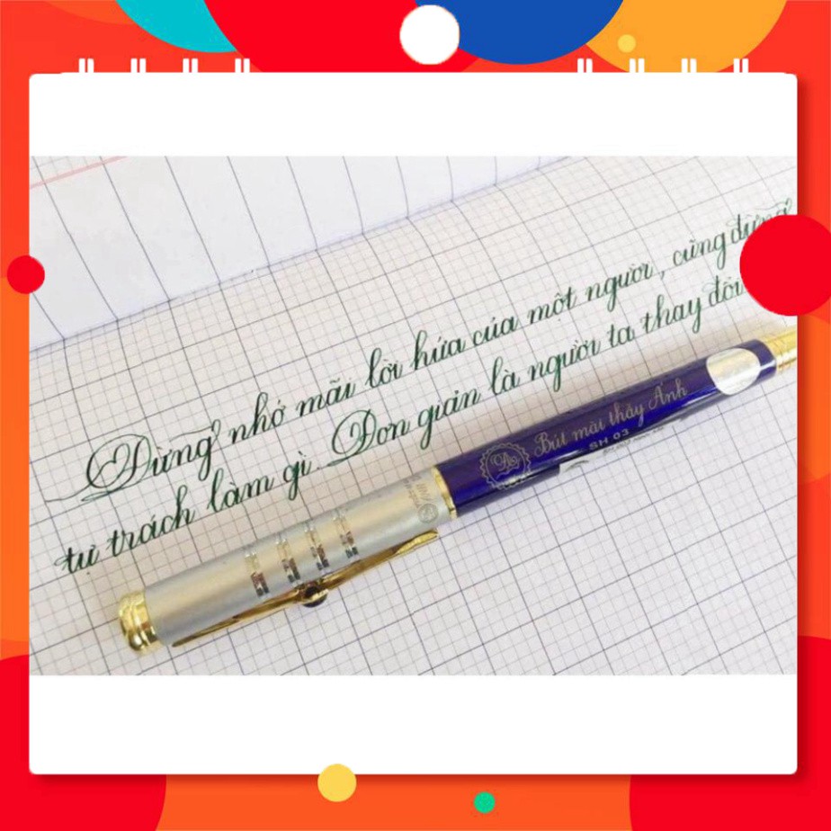 [Free Khắc Tên] Bút Mài Thầy Ánh SH003 - Bút Máy Thân Nhôm Nhẹ, Nắp Đính Kim Cương, Ngòi Mài, Êm Trơ