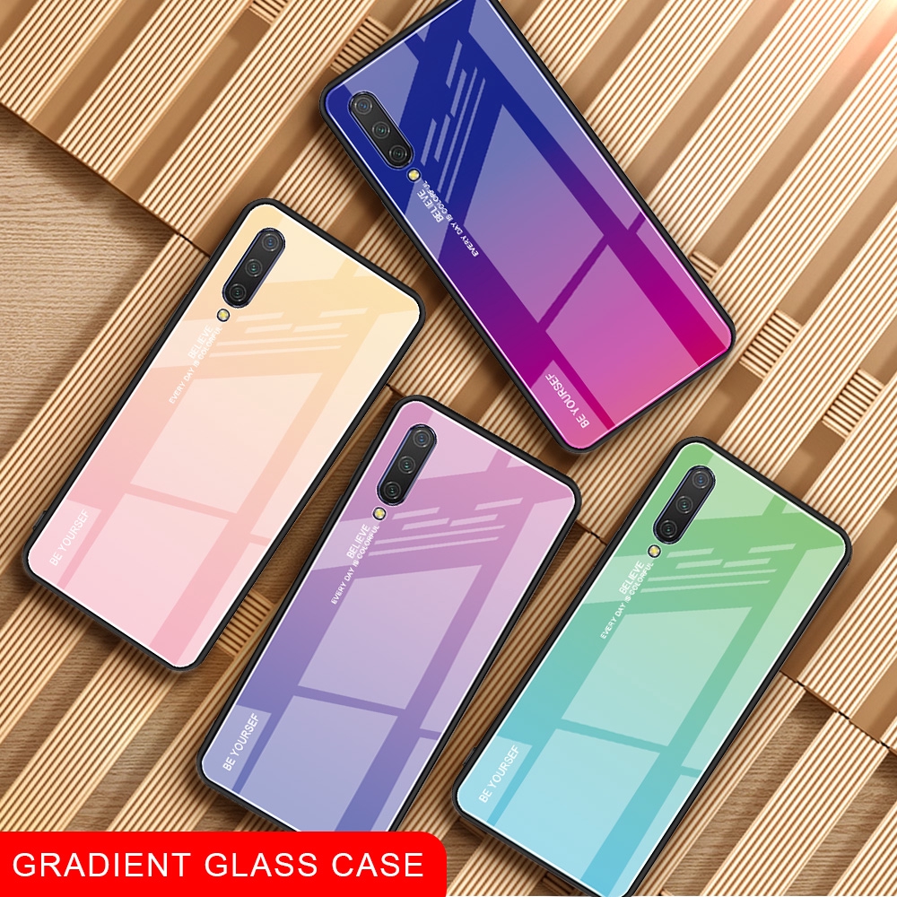 Ốp điện thoại mặt kính cường lực màu gradient cho Xiaomi Redmi Note 8 Pro 8A Mi CC9E Xiaomi