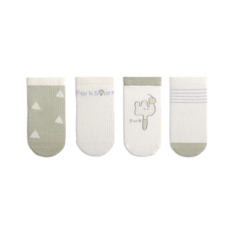 Set 4 Đôi Tất Lưới Mỏng Hoạ Tiết Dễ Thương Cho Bé Trai Bé Gái KYS+ Cotton 100% Mềm Mại Mùa Hè(Size 0 - 3 tuổi) S4L