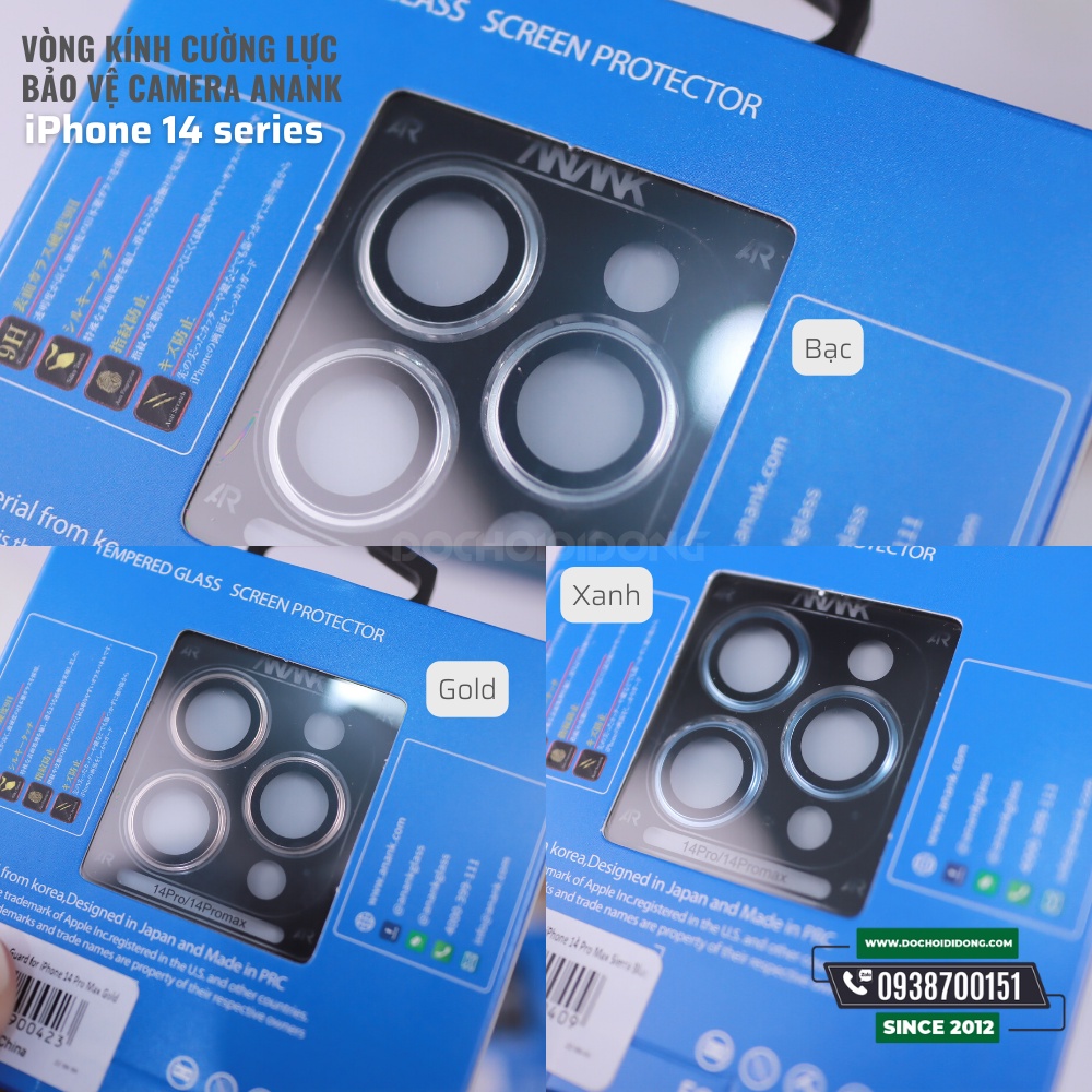 Vòng kính cường lực bảo vệ camera cho iPhone 14 - 14 Plus - 14 Pro - 14 Pro Max chống chói ANANK AR