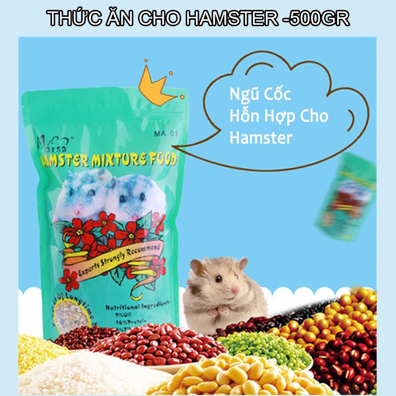 Thức ăn ngũ cốc hỗn hợp cho hamster 500gr rau củ quả tăng cường dinh dưỡng tự nhiên