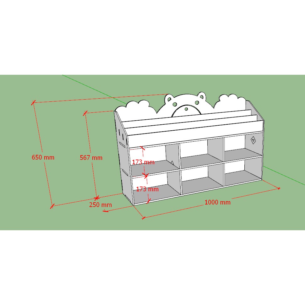 Kệ Sách Gấu 2 Tầng Ngăn Chứa Đồ Cho Bé PVC Gỗ Nhựa ( Full Bộ+Vít )