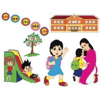 Bộ tranh góc mầm non dán tường ( size to)