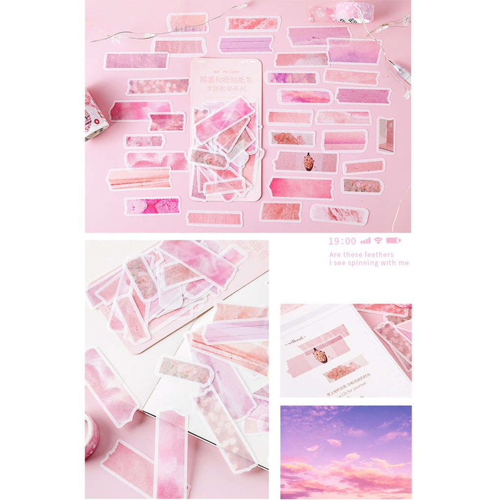 Set 60 sticker kiểu giấy xé trang trí planner