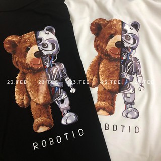 Áo polo Gấu robot trắng đen
