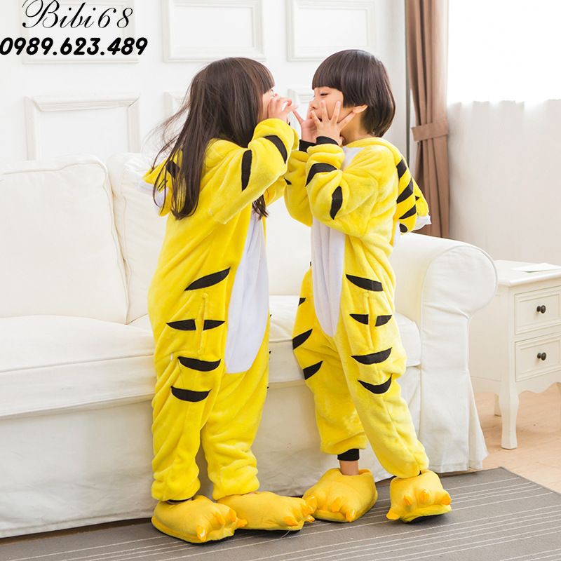 [mã BLUE5 giảm 5k] Bộ Đồ hình thú liền thân lông mịn Pijama dành Cho Người Lớn và Trẻ Em Hoạt Hình Cosplay