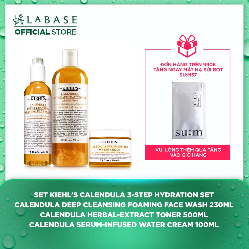Bộ dưỡng da 3 món Hoa Cúc Set Kiehl's Calendula 3-Step Hydration Set