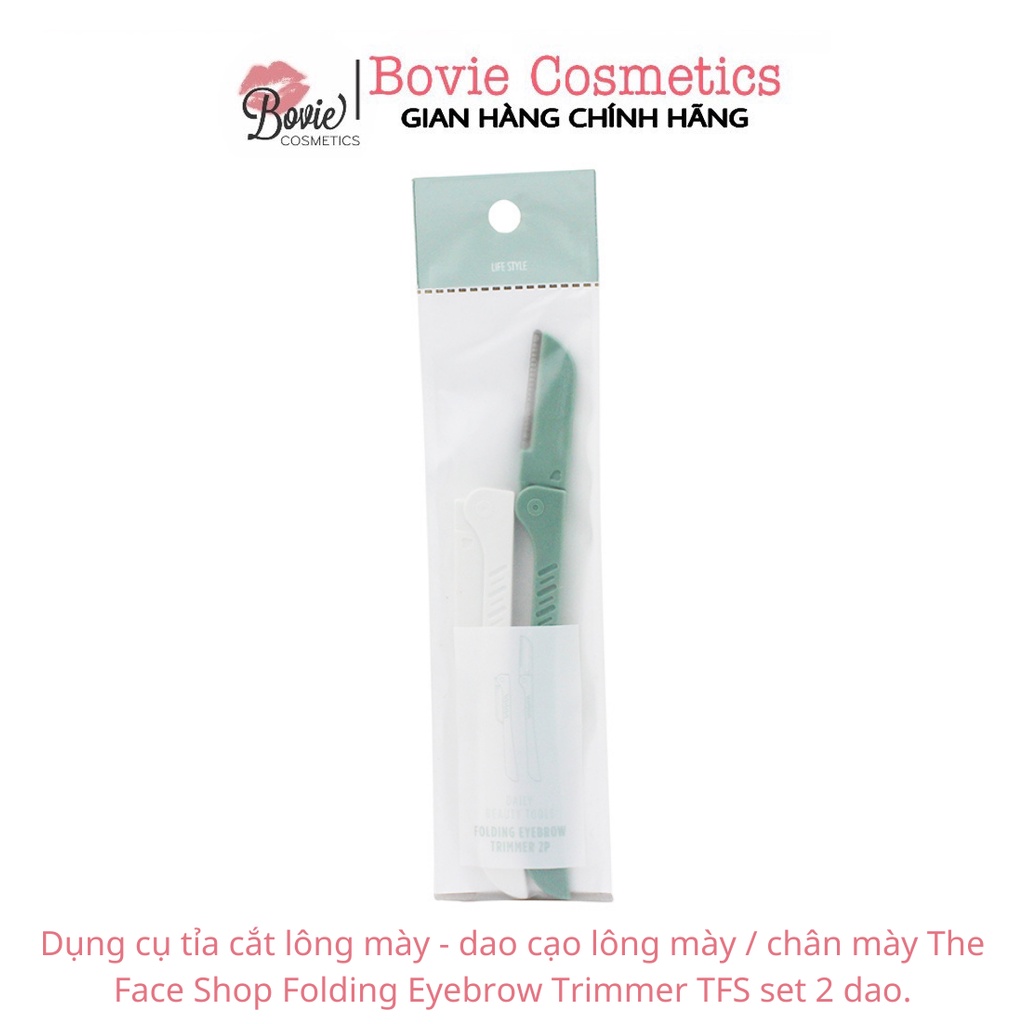 Dụng cụ tỉa cắt lông mày - dao cạo lông mày / chân mày The Face Shop Folding Eyebrow Trimmer TFS set 2 dao
