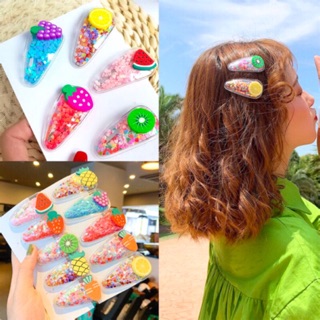 Set 2 Kẹp Tóc Trong Suốt Hình Trái Cây Và Bánh Kẹo Xinh Lung Linh Nhiều Màu Sắc 🌈