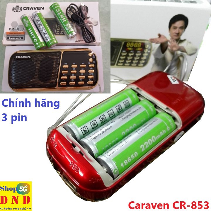 Loa Caraven CR-853, 3 pin siêu trâu, nghe nhạc thẻ nhớ, USB, nghe đài FM, nghe kinh phật, tập thể dục...