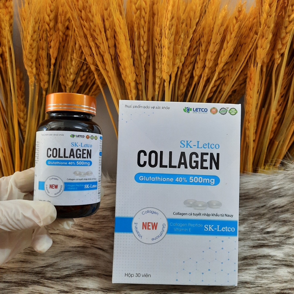 Viên uống trắng da, mờ nám Collagen + Glutathion. Hộp 30 viên