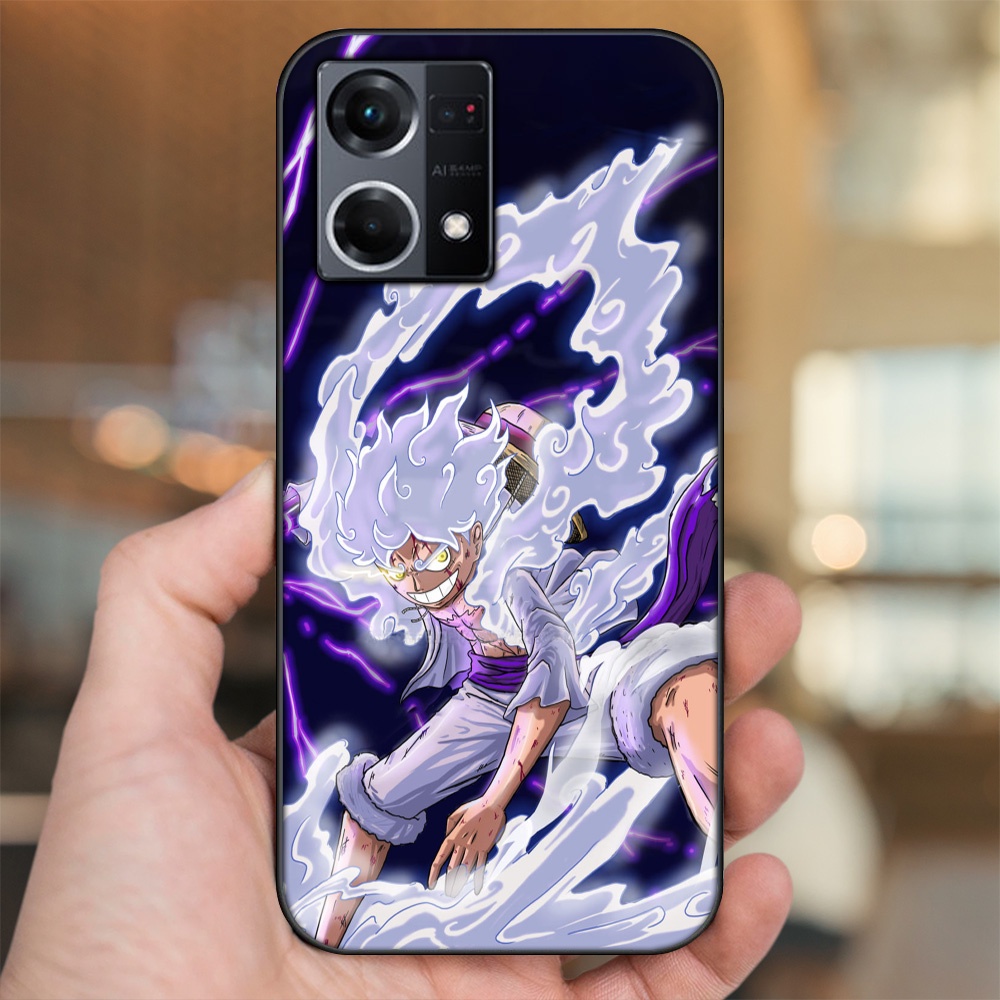 Ốp lưng Oppo Reno 8 4G viền đen in hình Luffy One Piece