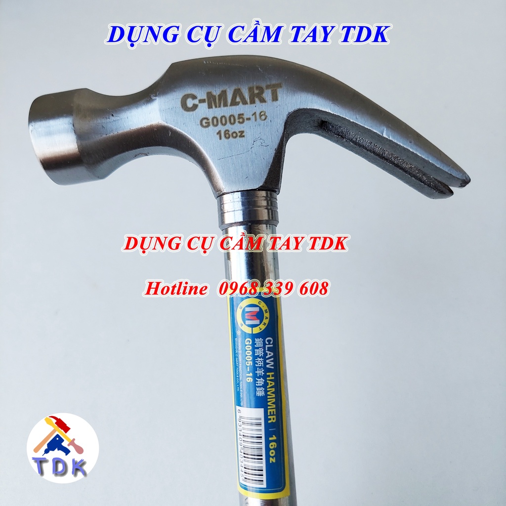 Búa đóng đinh C-Mart G0005 nhỏ trung lớn, búa đa năng cán thép bọc nhựa