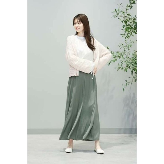 (GU Auth) TN154 - Chân váy maxi váy dài nữ 2 lớp dịu dàng tha thướt xanh 53 green nude 31 beige (Shop Hàng_Xách_Nhật)