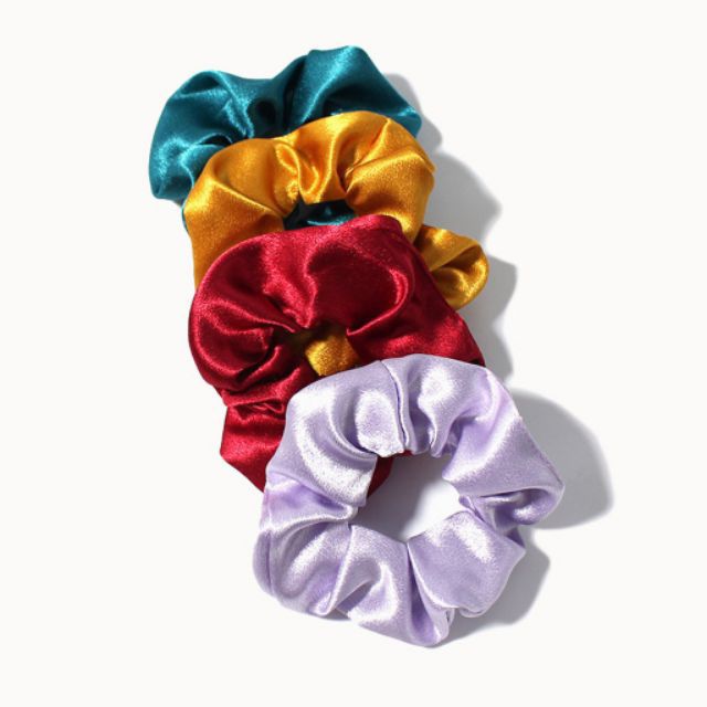 Dây buộc tóc scrunchie vải lụa bóng