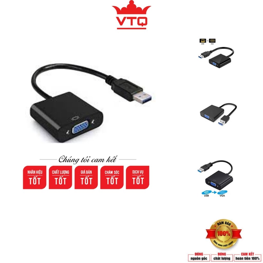 Cáp Chuyển Đổi USB 3.0 Sang VGA, USB to VGA - dùng cho laptop, máy tính.shopphukienvtq