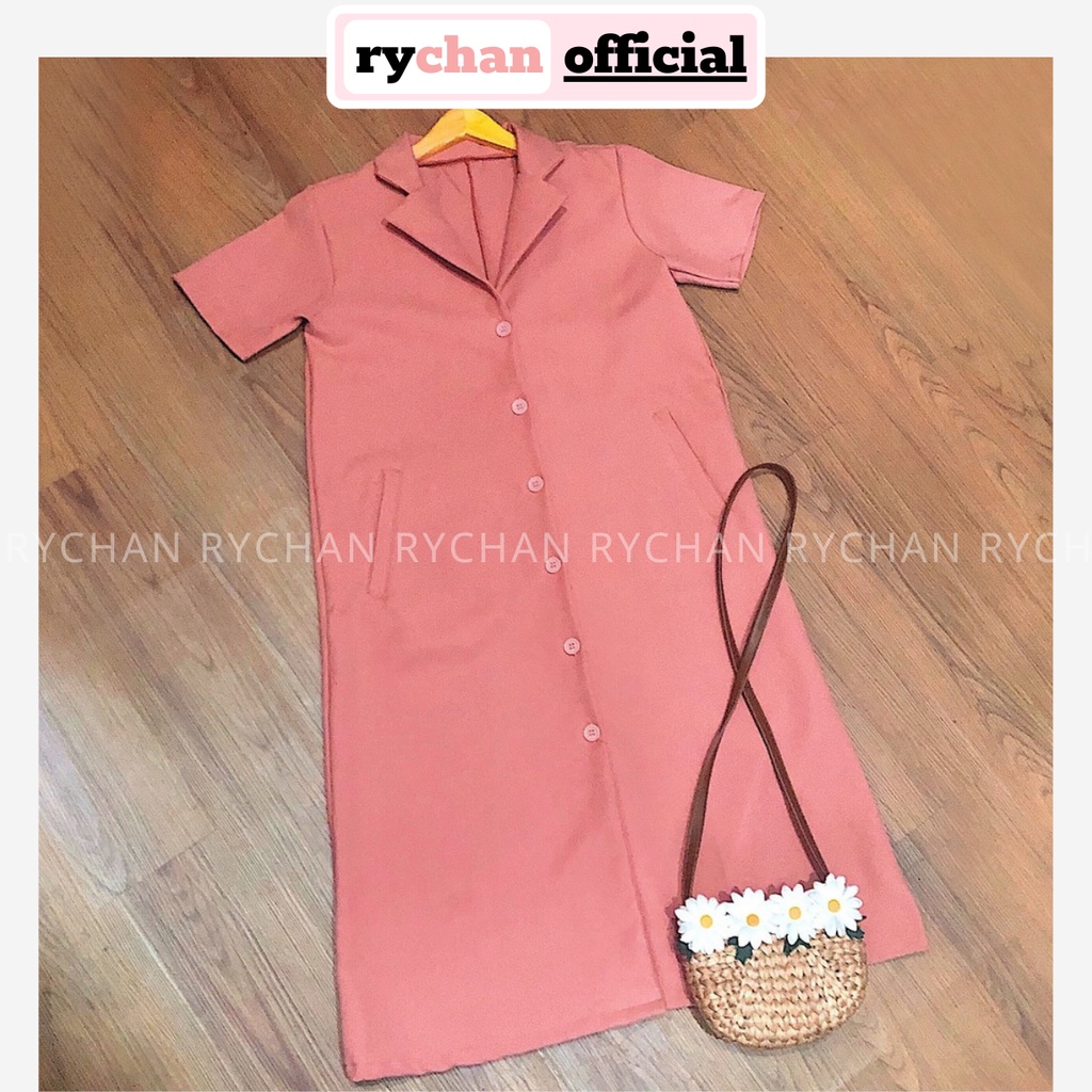 [ẢNH THẬT CUỐI] DS542 - Đầm Suông Sơ Mi Hồng 2 Túi