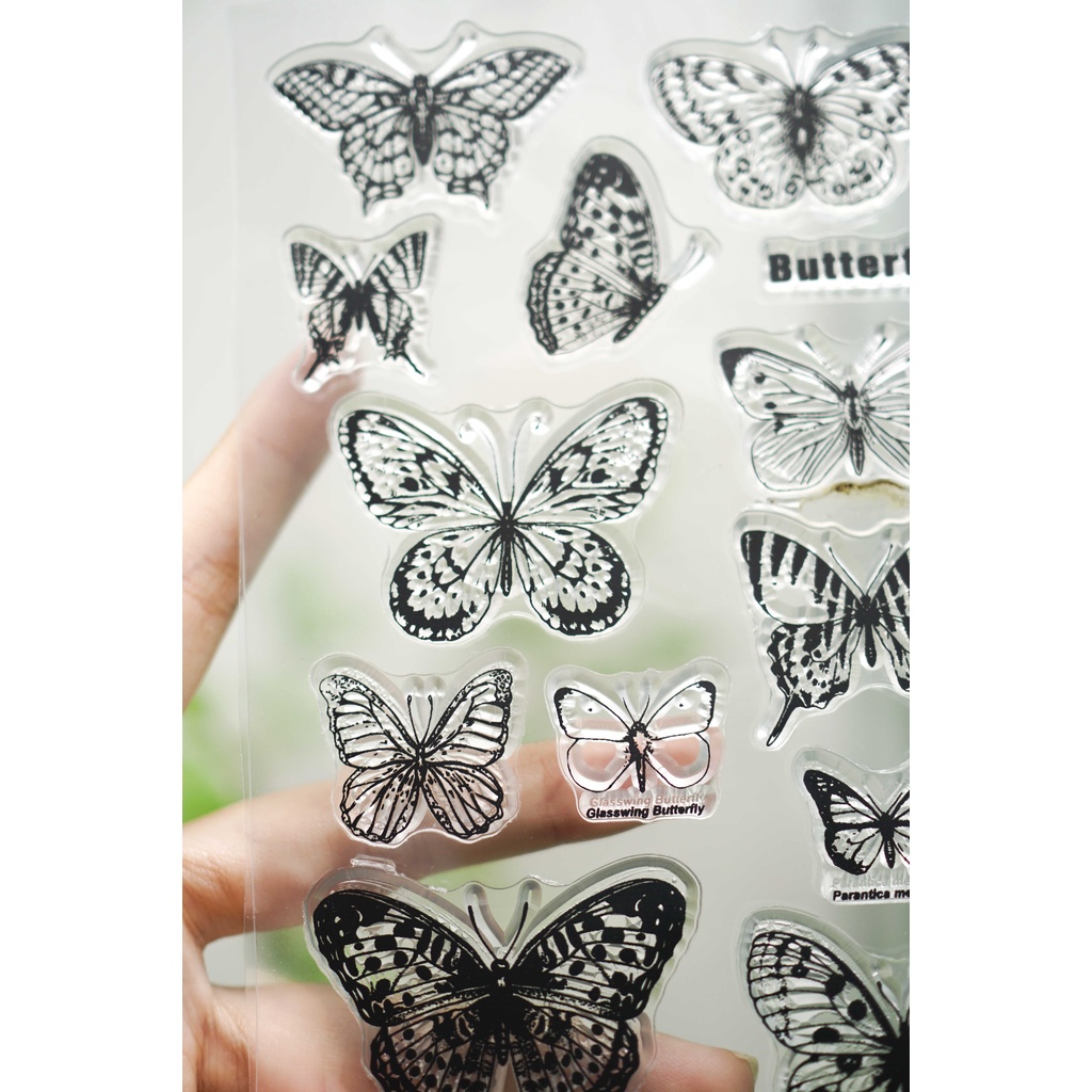 Con dấu clear stamp - bộ Butterfly