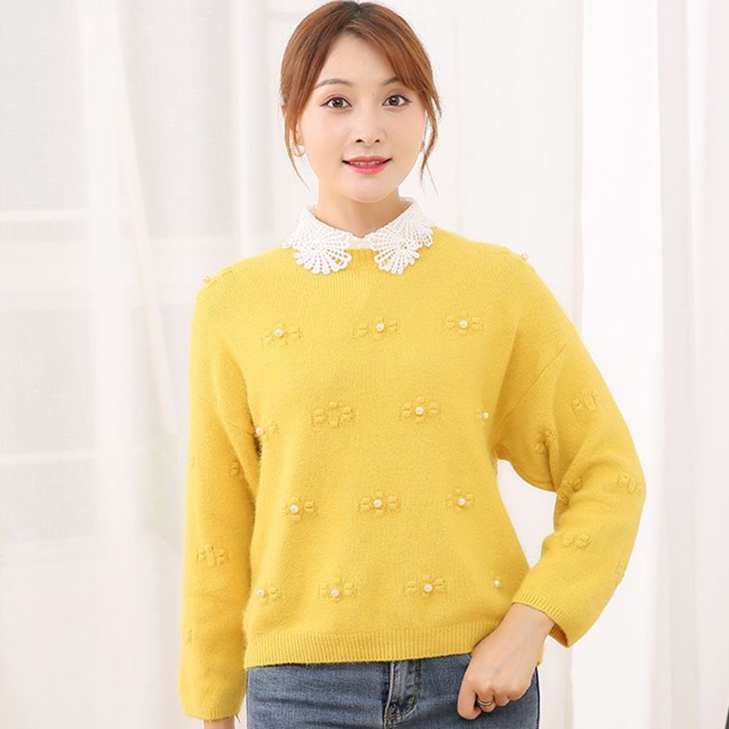 Cổ Áo Sơ Mi Giả Vải Jacquard Phối Ren Họa Tiết Hoa Có Thể Tháo Rời Cho Nữ