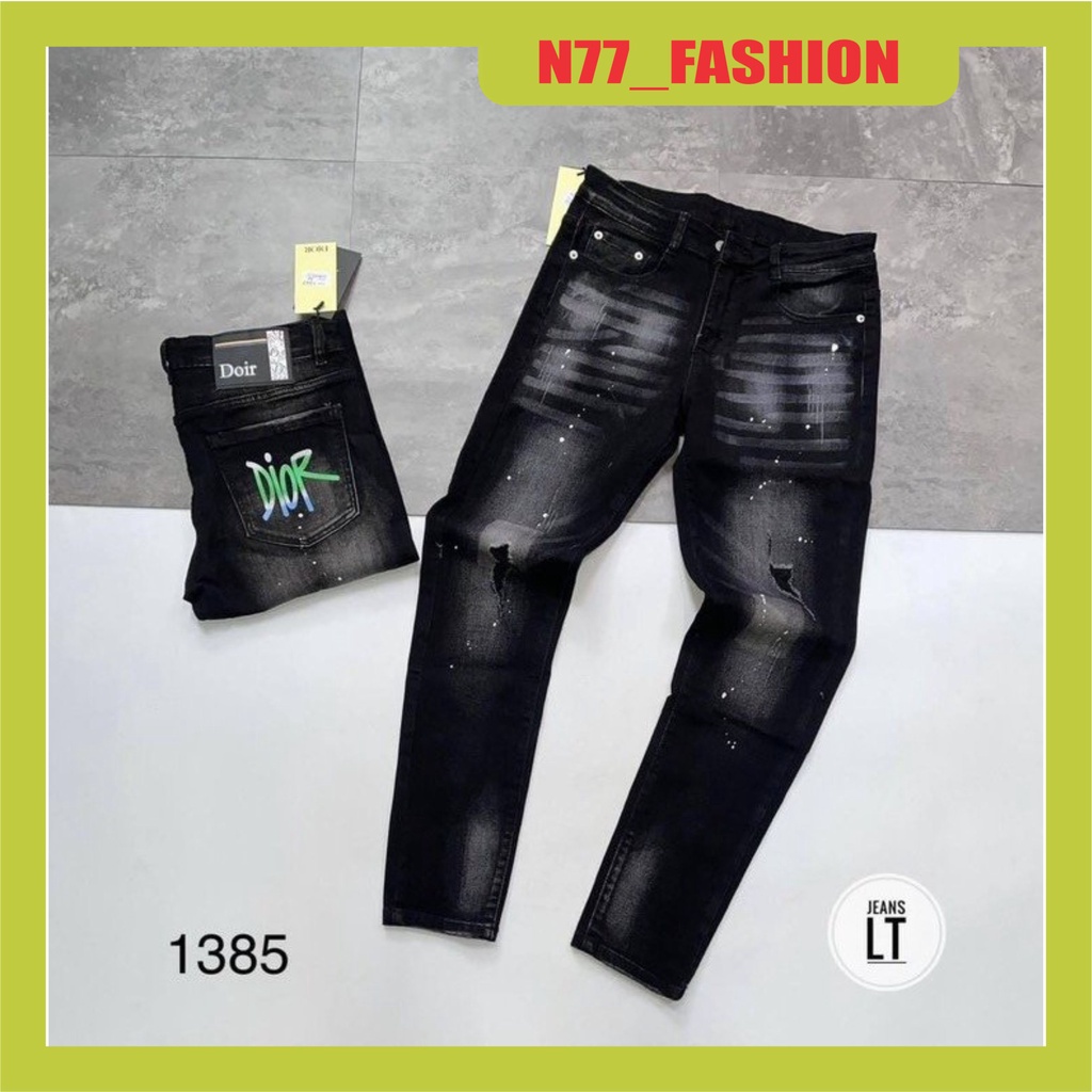 Quần jean nam đen chất bò vải co dãn cao cấp AH MEN'S FASHION