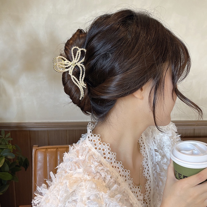 Kẹp tóc Hàn Quốc đính đá hình nơ Ame Beauty , kẹp càng cua , cặp tóc kim loại dễ thương dành cho nữ