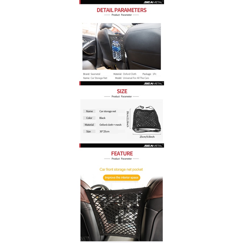 Túi lưới đựng đồ gắn phía sau ghế xe hơi tiện lợi