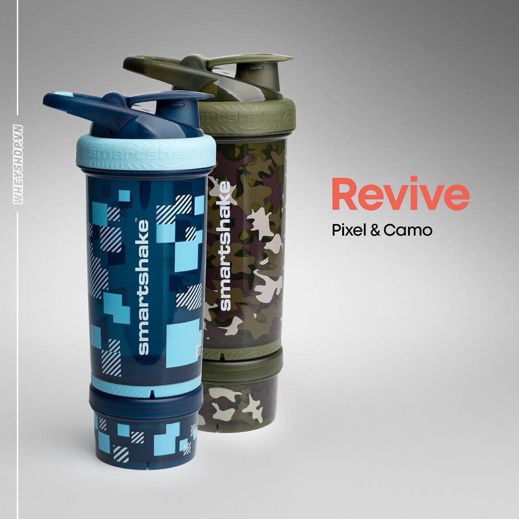 Bình Lắc Shaker Tập Gym 2 Ngăn SMARTSHAKE REVIVE 800ml ( 2 Màu )