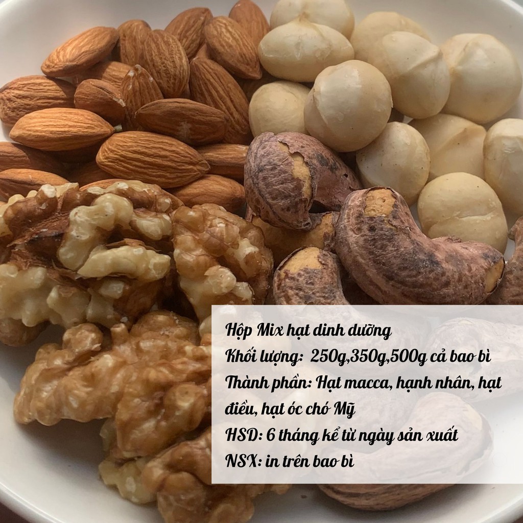 Hạt dinh dưỡng mix Queen Nuts hạt điều, macca, óc chó, hạnh nhân