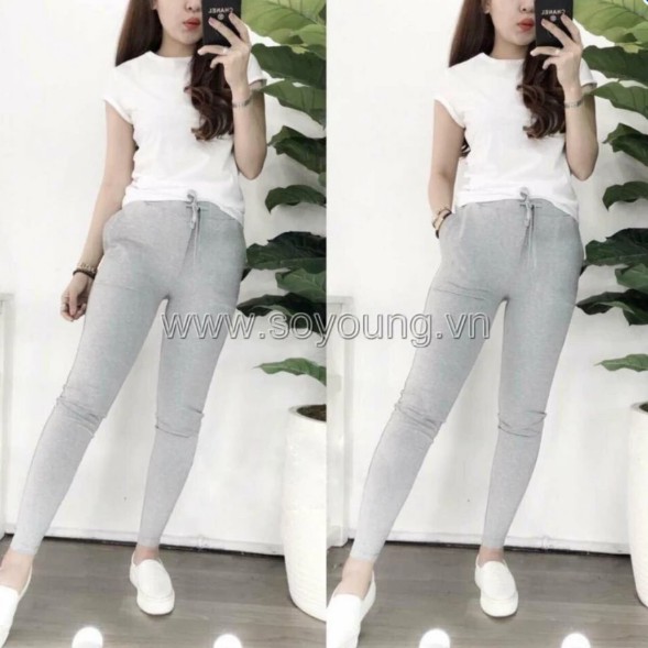 Quần Jogger Nữ Thun Nỉ Bo Gấu