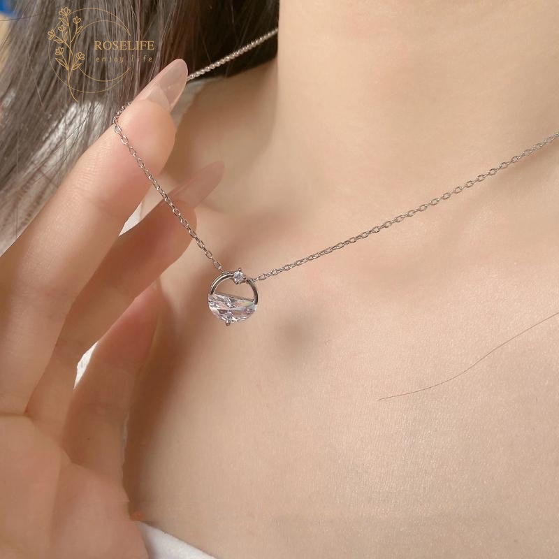 Vòng cổ Bạc Mặt Hình Giọt Nước Đính Đá Lấp Lánh Thời Trang Cho Nữ