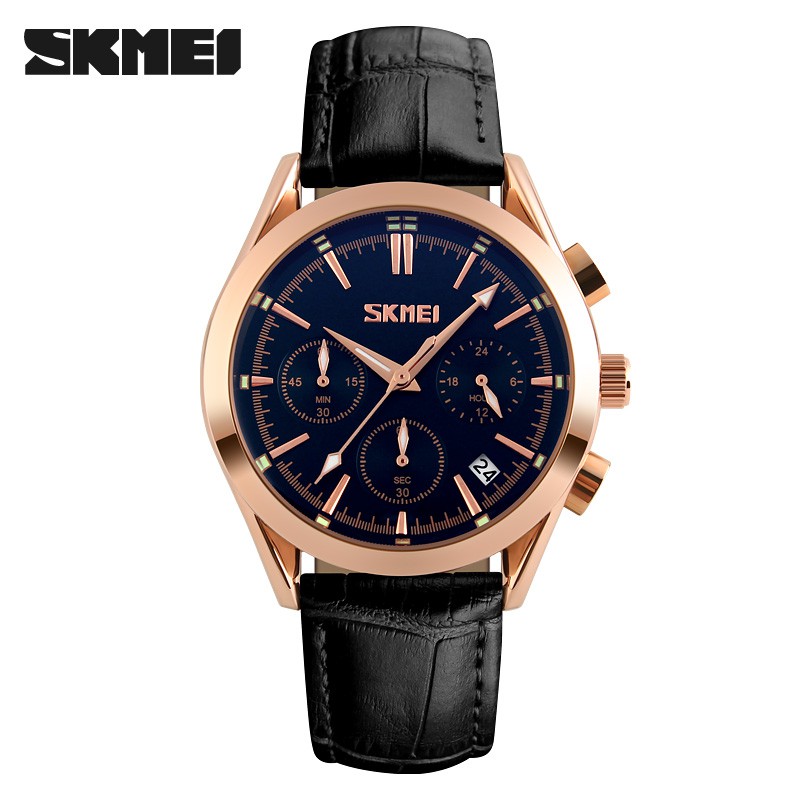 Đồng hồ nam SKMEI chạy 6 kim có lịch dây da cao cấp hàng chính hãng SM39 -Gozid.watches