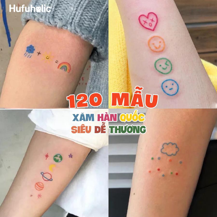 30 tờ xăm dán tạm thời phong cách Huyna Hàn Quốc dễ thương mini tattoo đẹp cute đáng yêu hot trend tiktok