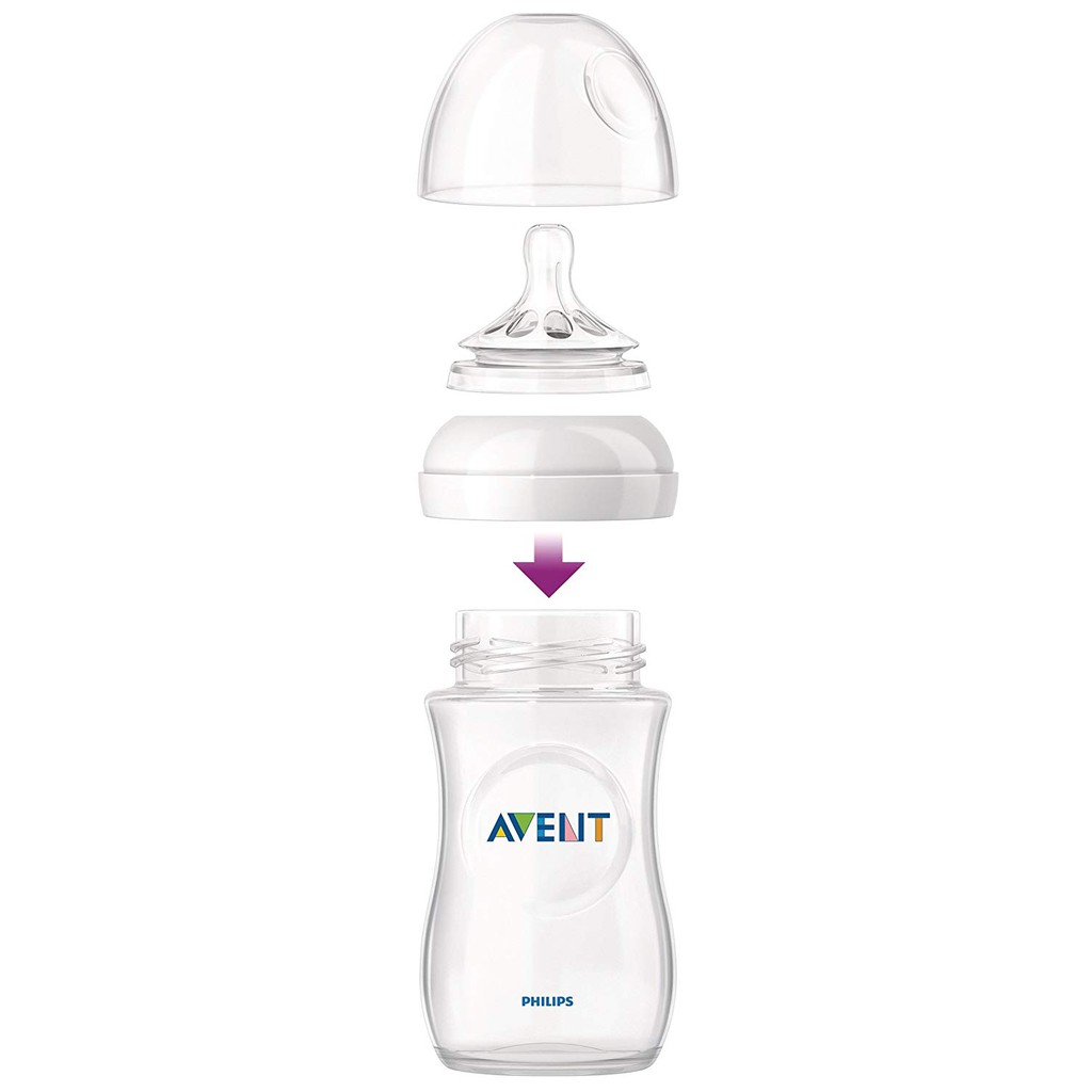 Combo 2 bình sữa Philips Avent bằng nhựa không có BPA (Bình 260ml) thiết kế mô phỏng tự nhiên SCF693/23