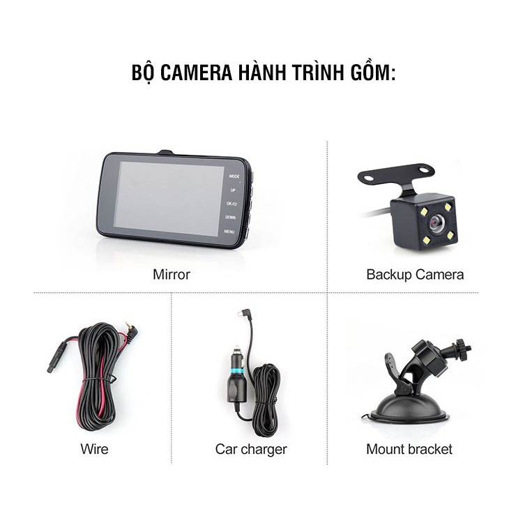 [FREESHIP]CAMERA HÀNH TRÌNH Ô TÔ FULL HD 1080P, MÀN HÌNH 4 INCH IPS, QUAY HÌNH TRƯỚC SAU, CAO CẤP