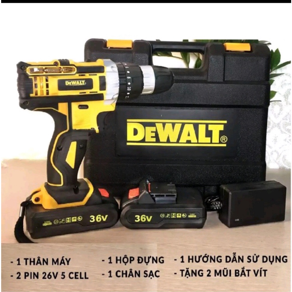 Máy khoan pin Dewalt 36V có búa  100% lõi đồng khoan betong khoan tường khoan sắt bắn vít