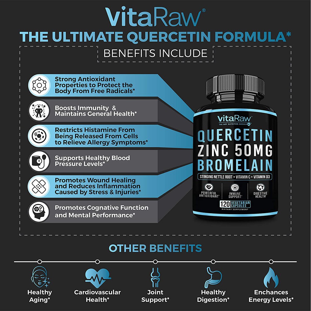 Quercetin + Zinc - 120 Viên - Chống Lão Hóa - Tăng Miễn Dịch