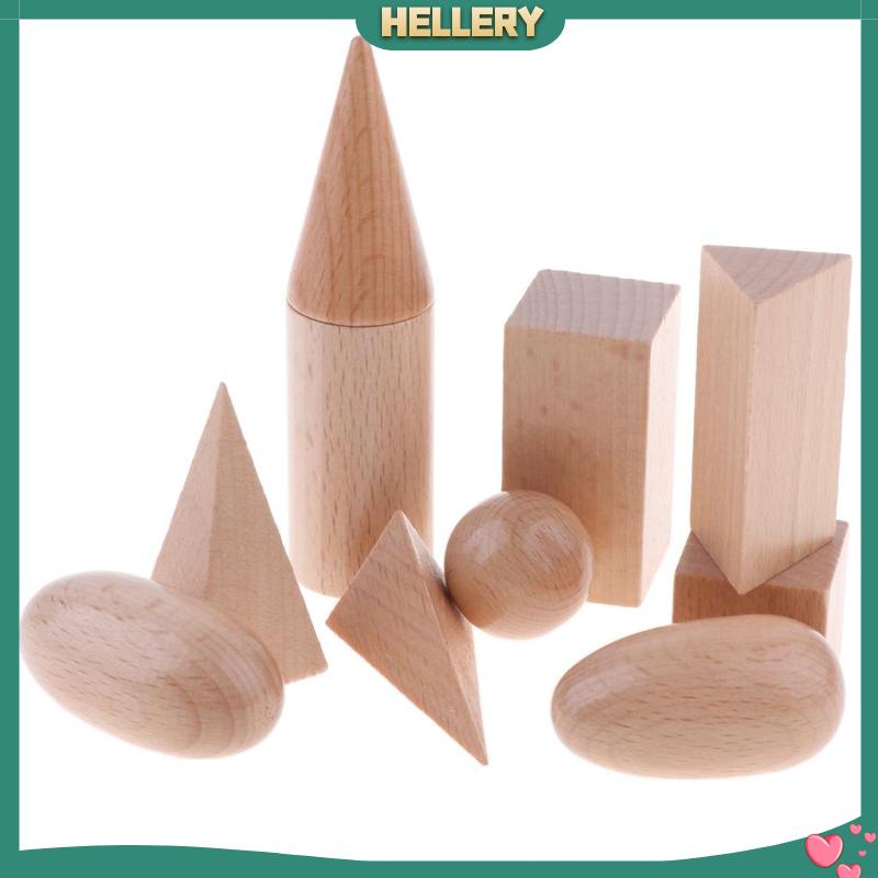 Bộ 10 Khối Gỗ Hình Học 3D Đồ Chơi Cho Bé