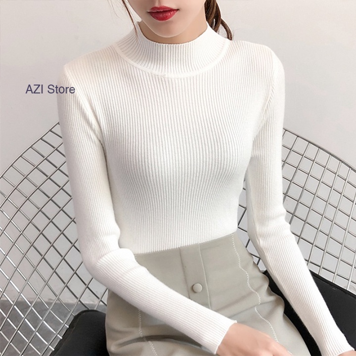 FREESHIP Áo len tắm nữ cổ 3 phân co giãn,mềm mịn nhiều màu, áo len tăm hàng Quảng Châu form ôm dáng freesize dưới 55kg