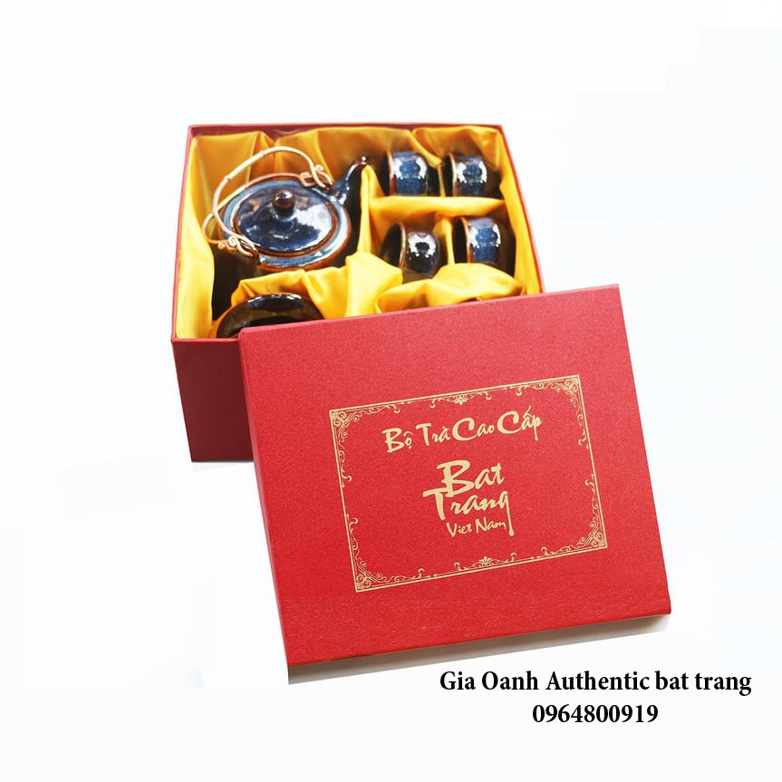 BỘ ẤM QUÀ TẶNG MEN XANH HỎA BIẾN ĐẲNG CẤP SẢN XUẤT TẠI XƯỞNG GỐM SỨ GIA OANH AUTHENTIC BAT TRANG