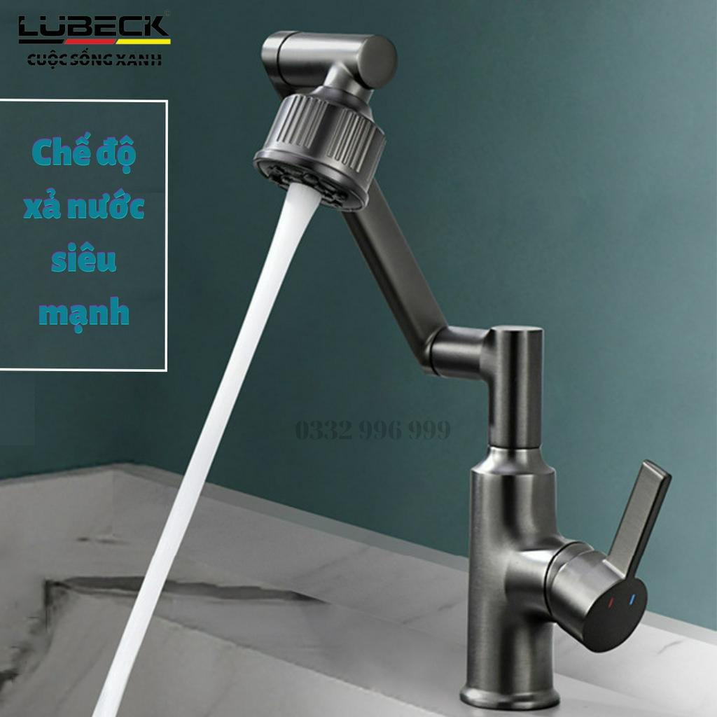 Vòi rửa mặt VN 238 vòi chậu bàn đá Lavabo ,2 chế độ xoay 360 độ , chất liệu inox 304 phủ nano nhám cao cấp - Lubeck
