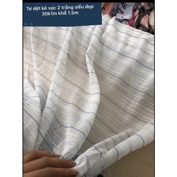 Vải tơ,tơ xước kẻ trắng, may váy bồng , xòe công chúa, tạo kiểu