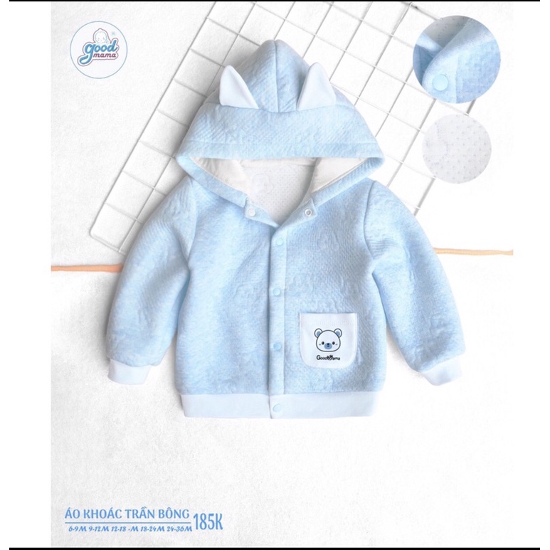 Khoác trần bông có tai thỏ, có túi hãng Goodmama- áo khoác trần bông