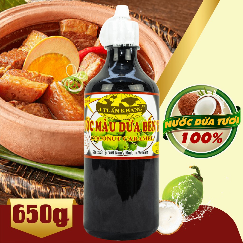 Nước Màu Dừa - Nước hàng dừa nguyên chất Bến Tre kho cá thịt A Tuấn Khang 650g