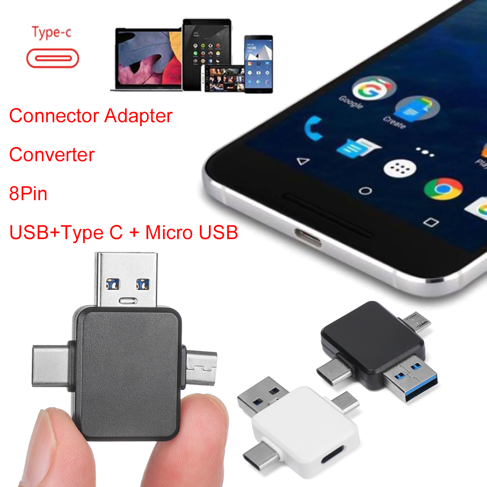 Đầu Chuyển Đổi Từ Giác Cắm 8 Chấu Sang Giác Cắm Usb + Type C + Micro Usb