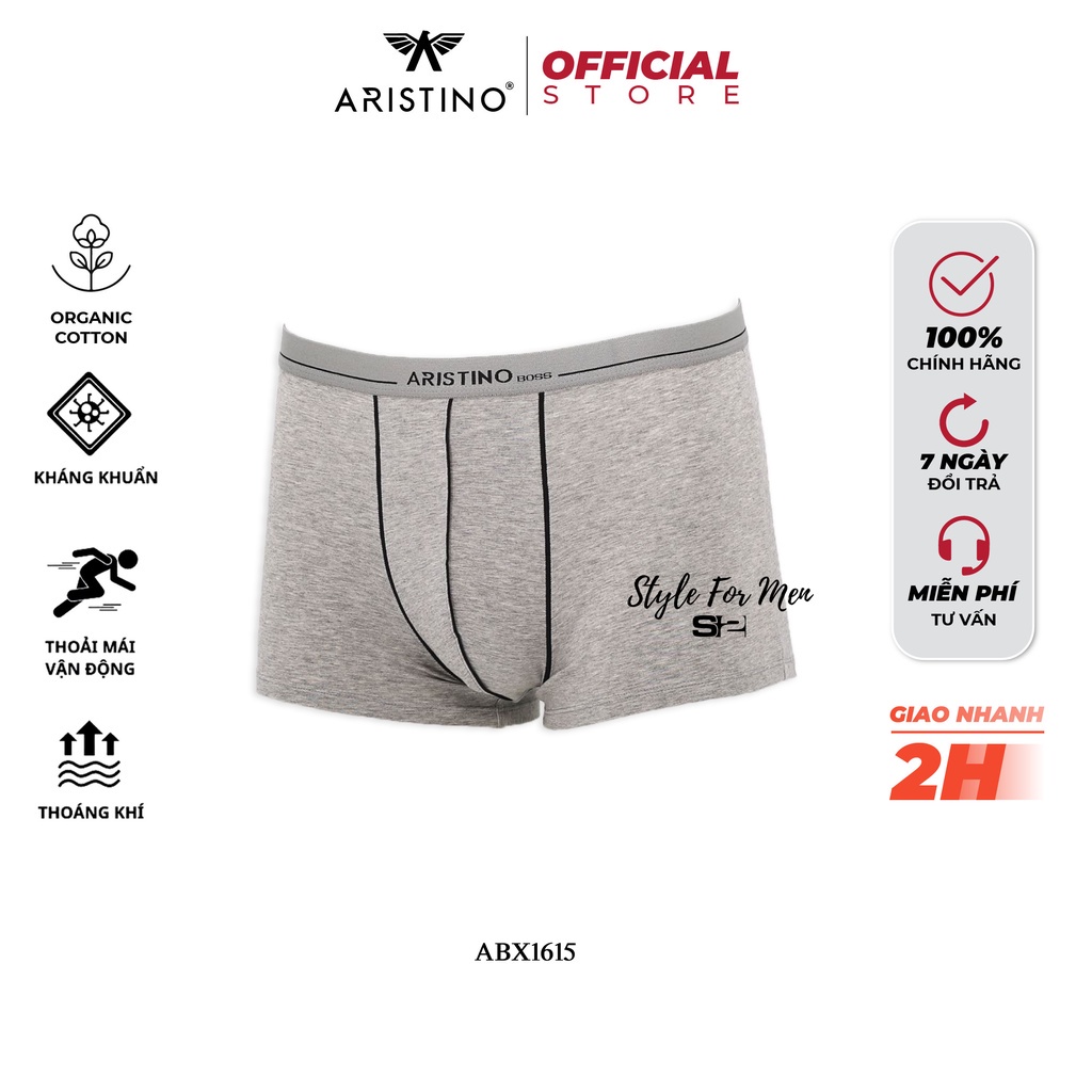 Quần Lót/Sịp Đùi Nam ARISTINO Dáng Boxer Chất Cotton Cao Cấp Mềm Đẹp Kháng Khuẩn Thoáng Khí ABX1615