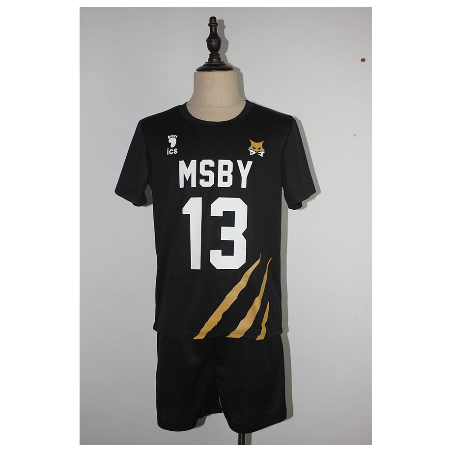 Bộ đồ hóa trang Haikyuu MSBY Shoyo Atsumu Sakusa tay ngắn màu đen