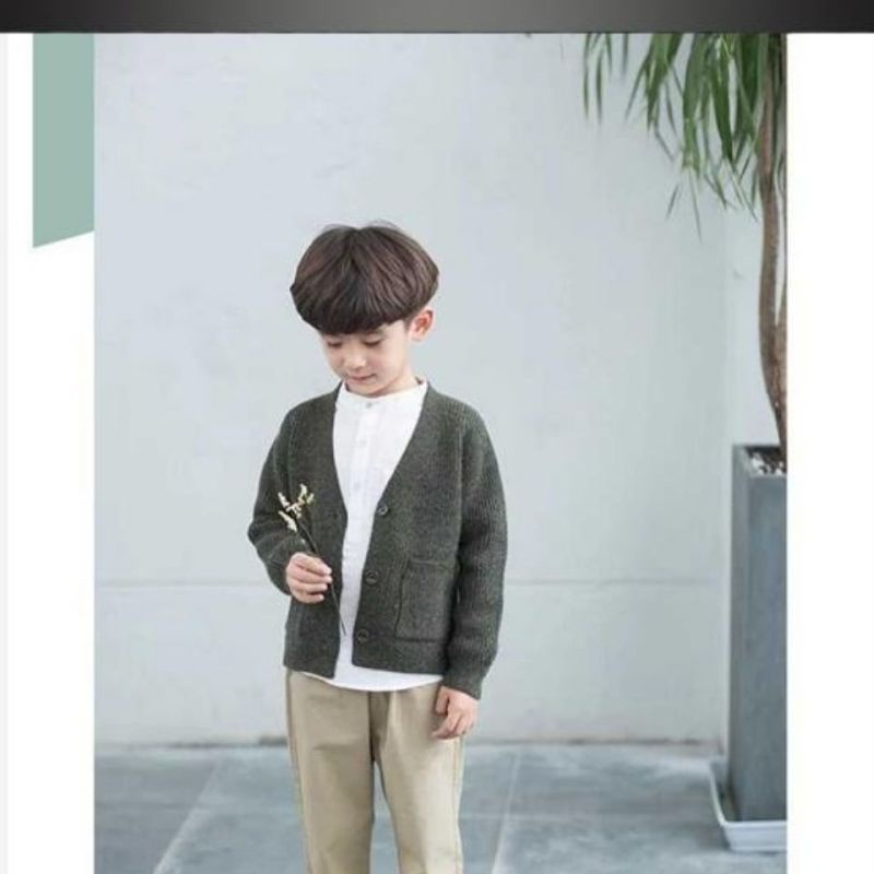 Áo Khoác cardigan Dệt Kim Cổ Trái Tim Cho Bé
